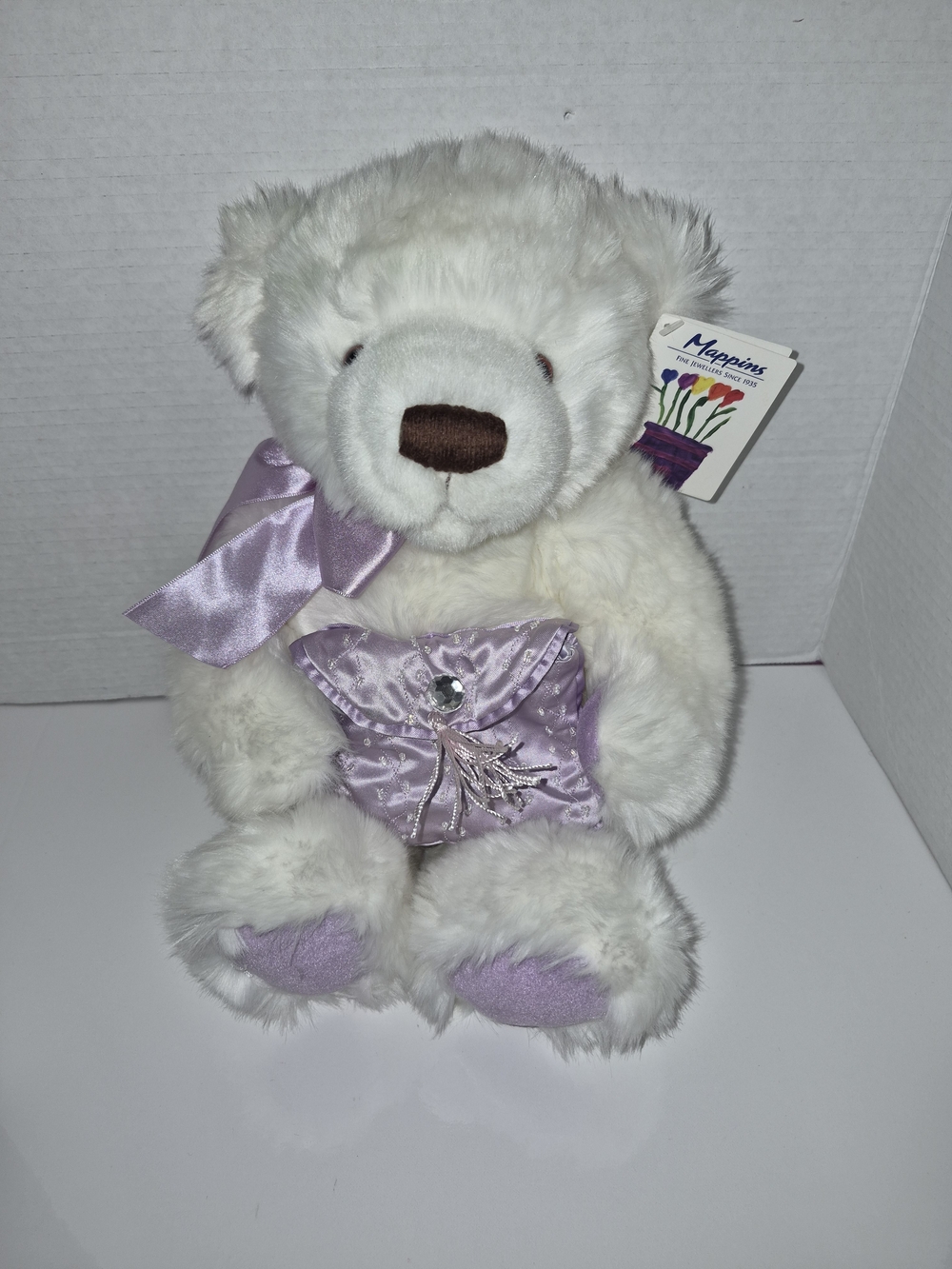 Gund White And Lavender Mappins Jewellers Special Edition Teddy Bear Plush